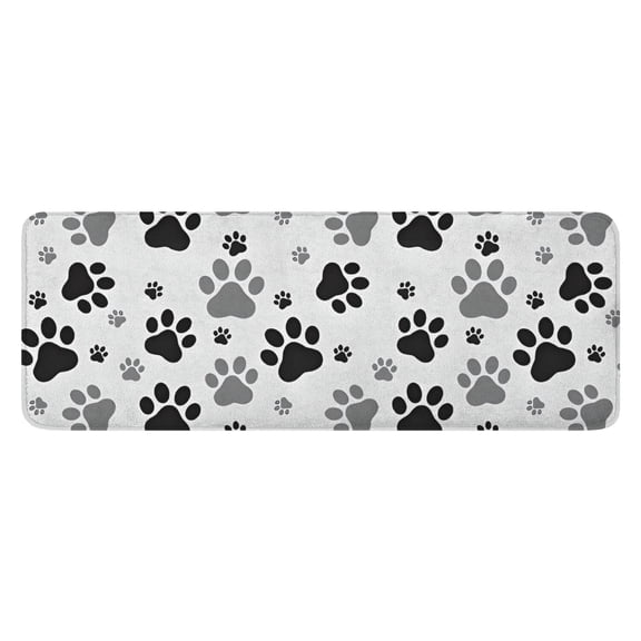 Grey Dog Paw Footprint Kitchen Rug Mat,Kitchen Runner Rugs Non Skid Washable,Decorative Kitchen Floor Mats for Kitchen,Sink,Laundry,17"x47.2"