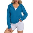thumbnail image 2 of Hfnxid Womens Zip Up Hoodies Oversized Long Sleeve Sweatshirts with Thumb Hole Casual Pullover Sweatshirt Fall Fashion Outerwear Blue XL, 2 of 7