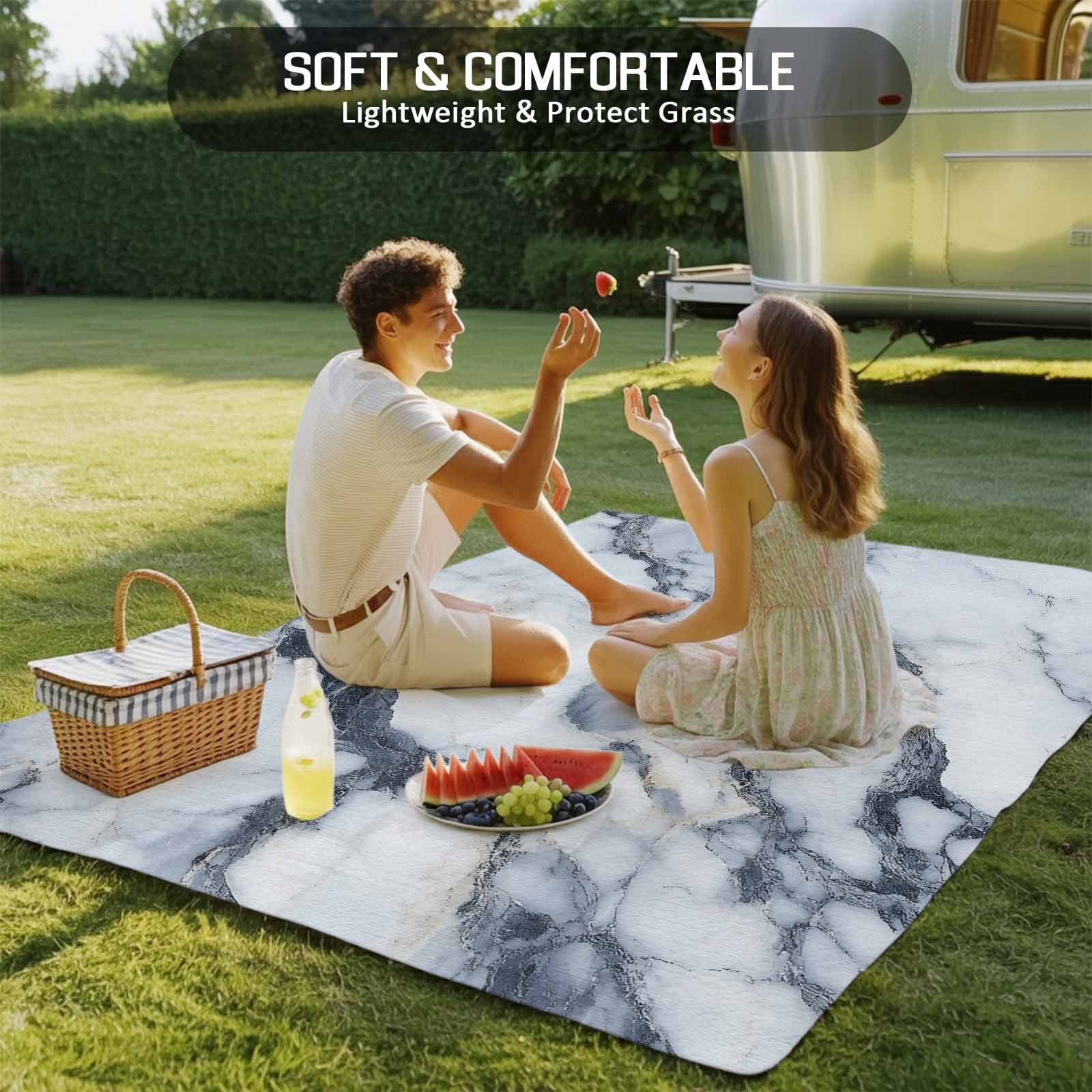 Outdoor Rug 5x8ft Ombre Blue White Marble Texture Large Area Rug Abstract Art Indoor Outdoor Carpet Outdoor Rugs Mats for Patio Camping,RV,Front Door, Outside Decor