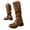 Khaki, variant on Knee High Boots Women Slouchy Low Chunky Heel Motorcycle Boots Pull on Round Toe Tall Boots