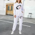 thumbnail image 2 of Women's Sweatsuits 2 Piece Game Day Football Print Hooded Track Suits Long Sleeve Fashion Travel Outfit Winter Clothes, 2 of 4