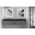 thumbnail image 6 of Amazon 84" Gray Wood Floating Vanity with Black Top and Gold Trim, 6 of 10