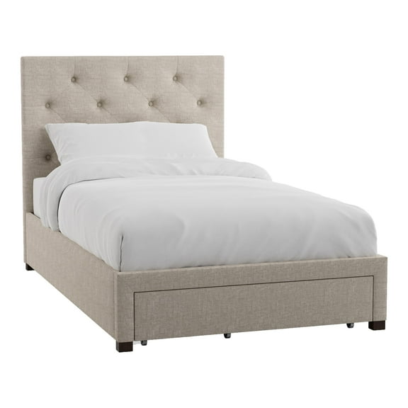 Furniture of America Bethn Transitional Fabric Storage Twin Bed in Beige