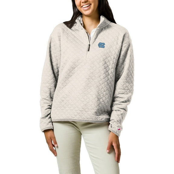 Women's League Collegiate Wear  Cream North Carolina Tar Heels Highland Quilted Quarter-Zip Pullover Top