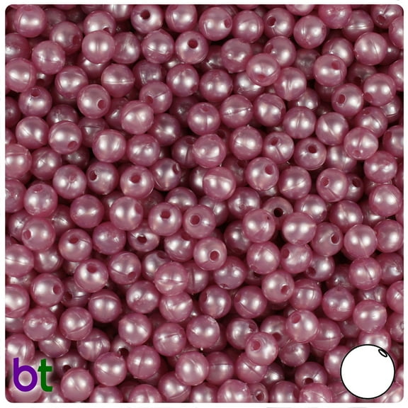 BeadTin Mauve Pearl 6mm Round Plastic Beads (500pcs)