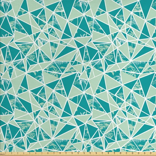 Teal Green Fabric by The Yard, Modern Tropical Pattern of ...