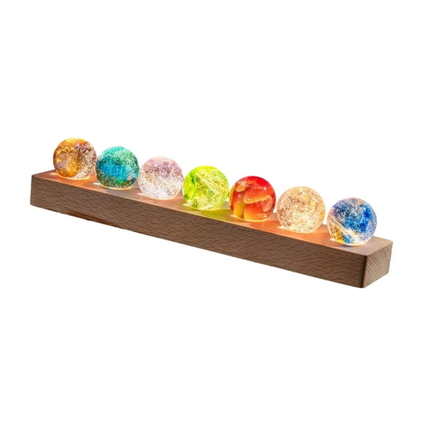 Lámpara de noche con bola de cristal LED, creativa, para decoración de mesa Base rectangular