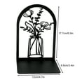 thumbnail image 6 of Bookshelf Book Ends Hollow Flower Carved Pattern Vase Bookends L-Shaped Design Anti-Slip Book Holder, 6 of 8