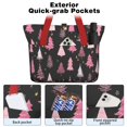 thumbnail image 2 of Tote Bag for Women - Black and Pink Christmas Tree Pattern Shoulder Bag - Large Utility Work Duffle Bag with Zipper Handbag for Travel, Work, Sprots, 2 of 5
