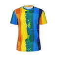 thumbnail image 5 of Wukai Rainbow Colored Print Men's Short-Sleeved Mesh T-Shirt,Quick-Dry Short Sleeve Workout T-Shirt-Medium, 5 of 8