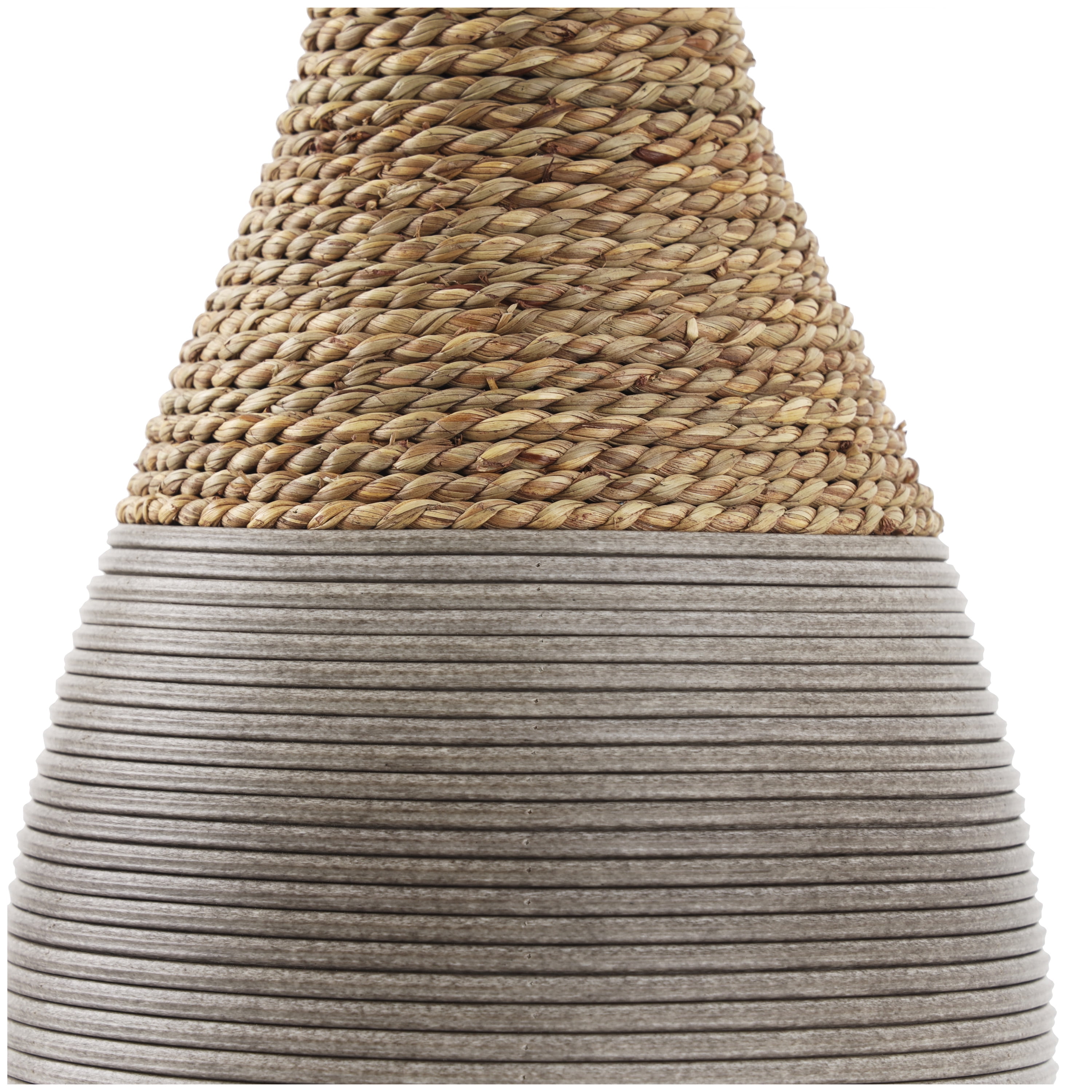 DecMode 19" Handmade Wrapped Brown Seagrass Vase with Layered Gray Paneling