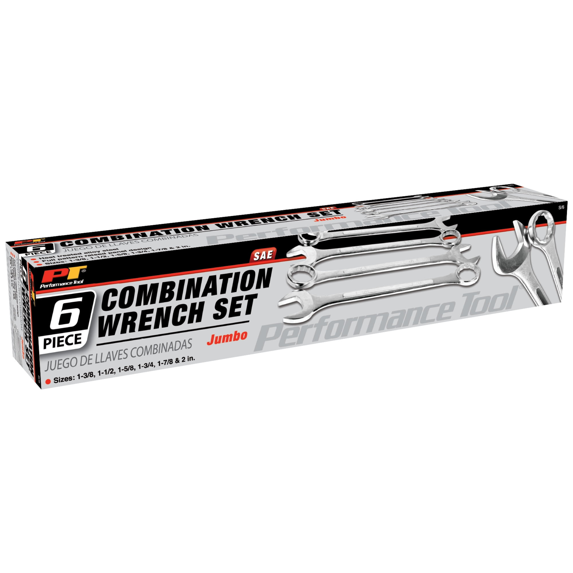 Performance Tool S/6 SAE 6-Piece Jumbo Combination Wrench Set