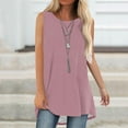 thumbnail image 2 of Lovskoo Summer Tops for Women 2024 Tank Tops Round Neck Sleeveless Tank Solid Color Casual Tunic Tops Blouse Pink, 2 of 7