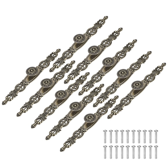Uxcell 10-Pack Perillas de Gabinete de Bronce Aceitado, Manijas de Aleación de Zinc de 10.1" de Largo, Estilo Rústico [Bronce]