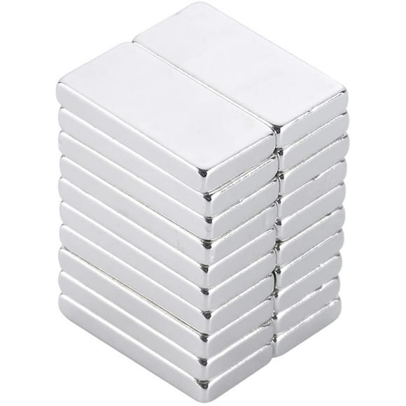 20Pcs Super Strong Cuboid Block Magnet Powerful Rare Earth N35 Neodymium Refrigerator, Diy, Kitchen, Basement Building - 20 X 10 X 2Mm