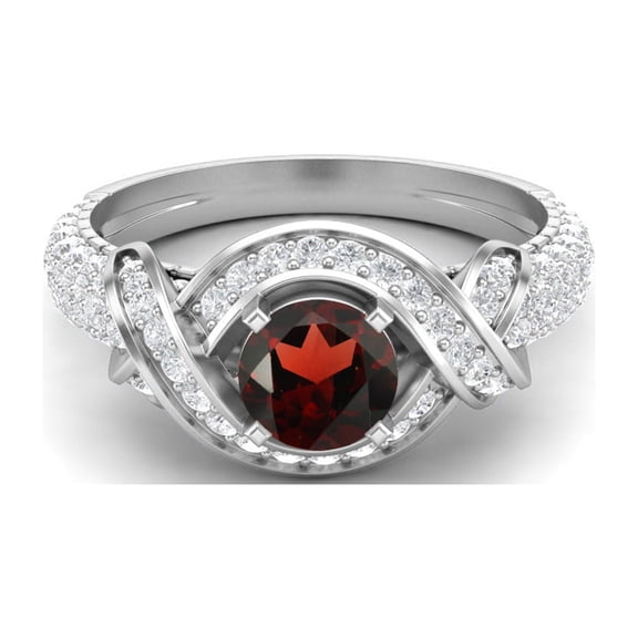 Mooneye 6mm Round Shape Garnet 925 Sterling Silver Solitaire Women Wedding Gifts Ring