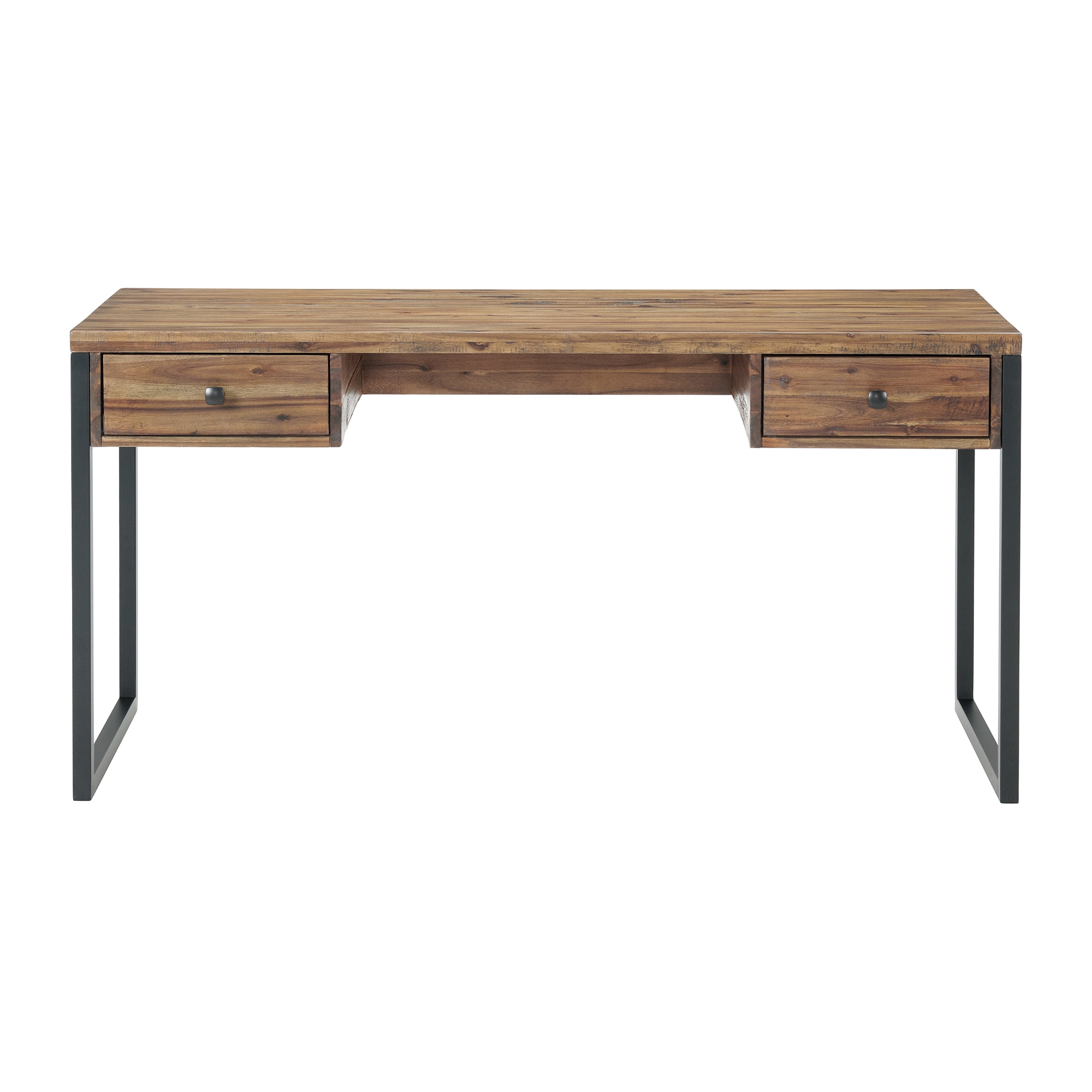 Alaterre Claremont Rustic 23 in Wood Portable Computer Desk with 2 File Drawers, Brown/Black