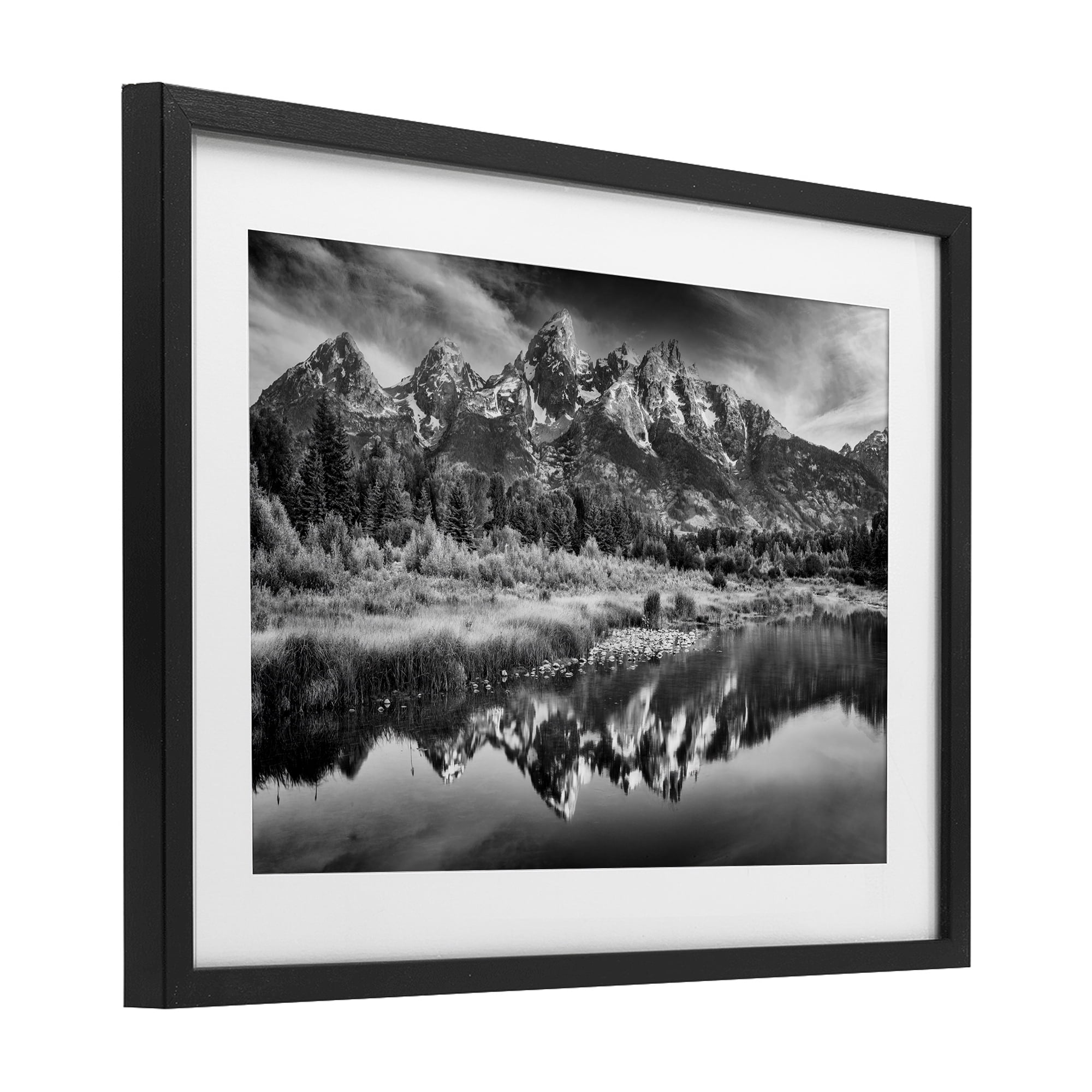 Stupell Industries Teton Mountain Reflections Black Framed Print Under Glass, design by Rick Berk