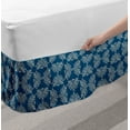 thumbnail image 2 of Retro Bed Skirt, Monochrome Royal Motifs Along Abstract Floral Victorian Ornaments, Elastic Bedskirt Dust Ruffle Wrap Around for Bedding Decor, 4 Sizes, Dark Sky Blue and Pale Tan, by Ambesonne, 2 of 2