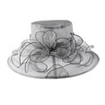 thumbnail image 6 of TRUBKH Women's organza hat Dressy Hats fancy hats Packable Wide Brim Hats chapeau pour femme Bowler Hat Tea Party Wedding Hat church hats kentucky derby hats for women vintage hats Gray One Size, 6 of 9