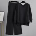 thumbnail image 2 of Lovskoo 2024 Women's Sweater Set Trendy Versatile Round Neck Long Sleeve Loose Top Blouse Pants Set Black, 2 of 9