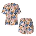 thumbnail image 5 of Kdxio Lilies Flowers Print Pajamas Sets for Women Short-Sleeved Pjs with Lounge Shorts Two Piece Sleepwear S-4XL, 5 of 9