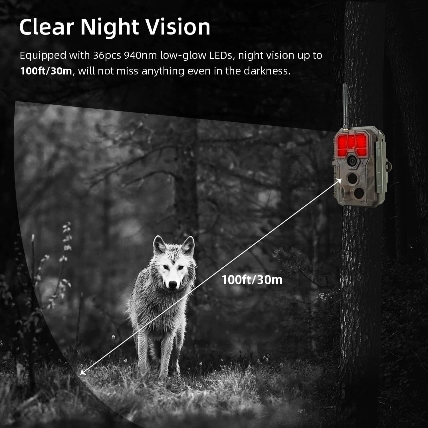 WiFi Trail Camera Game Cam 64MP 1296P HD Video Sound Recording, Clear Night Vision & 0.1s High Sensitivity Motion Detection 120° Wide Angle for Wildlife, Observation of Backyard, Farm