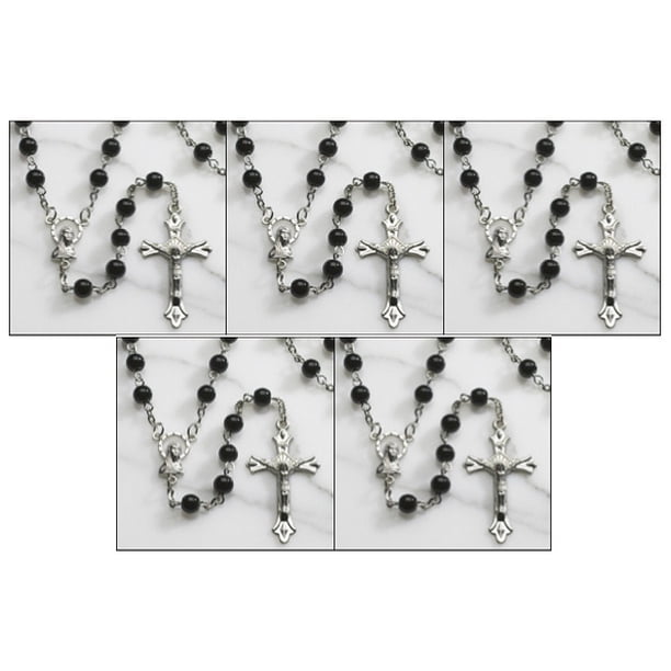 Clear Glass Bead Rosary – 6mm Beads, 20-Inch Length With Crucifix, 12-Pack For Prayer