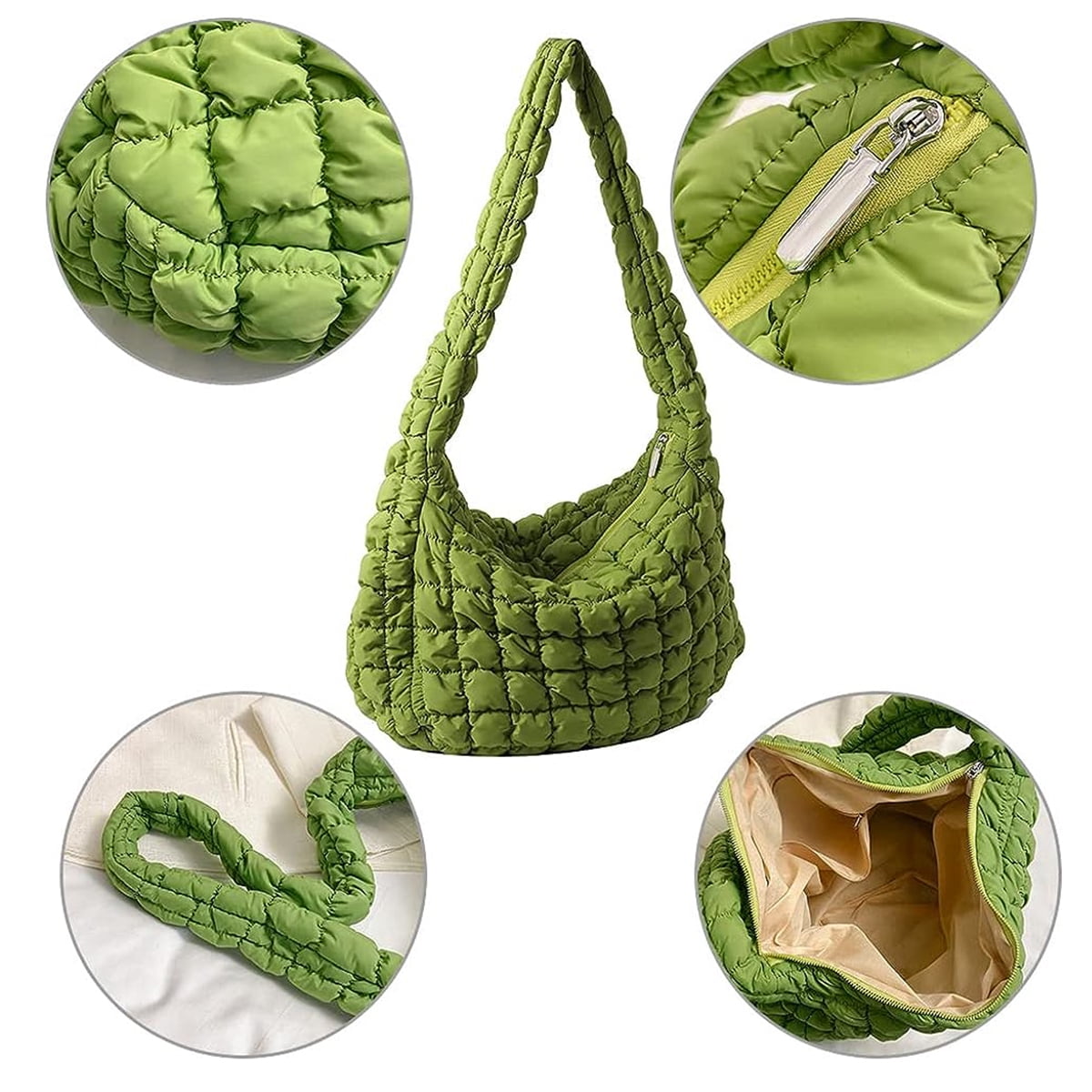 Puffer shoulder bag Nylon padded woven handbag designer