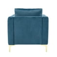 thumbnail image 6 of Modern Upholstered Accent Armchair Tufted Button Club Chair with Metal Legs, Living Room Single Sofa Chair Velvet Lounge Armchair with Nailhead Trim, Teal, 6 of 8