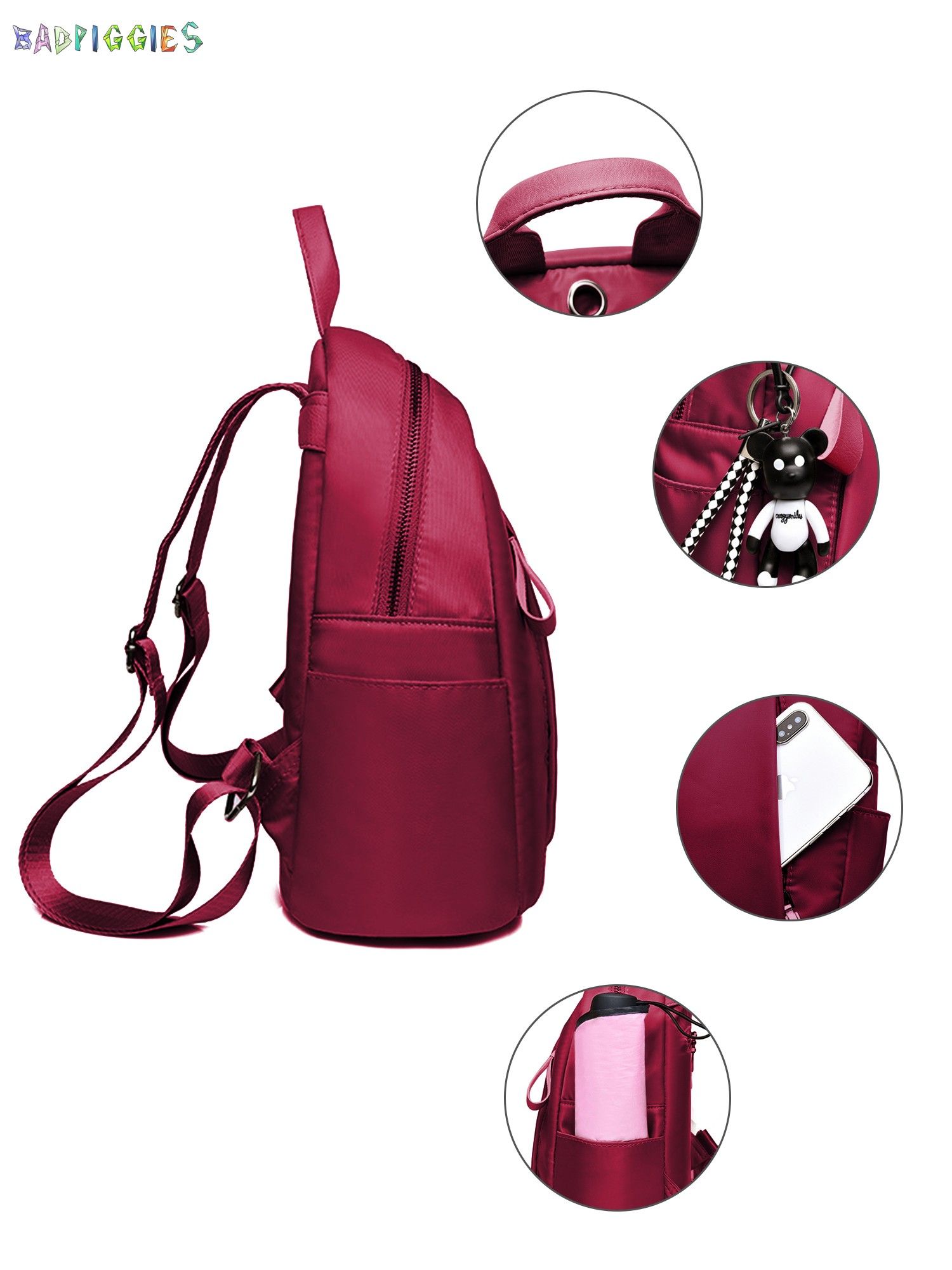 BadPiggies Women Backpack Waterproof Oxford Handbag Shoulder Travel Bag School Bag Anti-theft Rucksack - image 5 of 11