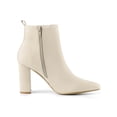 thumbnail image 3 of BLISSFUL STEP Women's Zipper Block Heels Ankle Boots Taupe 10, 3 of 7