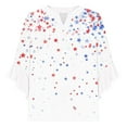 thumbnail image 6 of Feancey Ruffle Sleeves Tops for Women 4th of July Henley Shirts Memorial Day Novelty Print Loose Blouse Button V Neck 3/4 Sleeve Graphic Tees Multicolor M, 6 of 6