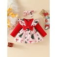 thumbnail image 5 of Baby Toddler Girls Christmas Outfits 0 3 6 12 18 Months Long Sleeve Romper + Bow Suspender Skirt + Headband Set Newborn Clothes, 5 of 9