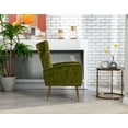 thumbnail image 2 of Velvet Accent Chair, Modern Upholstered Armchair with Arms and High Back, Comfy Leisure Single Sofa Chair with Golden Metal Legs for Living Room Bedroom, Olive, 2 of 7