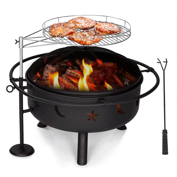 Yardom Fire Pit With Height Degree, Rolling Fire Pit Propane