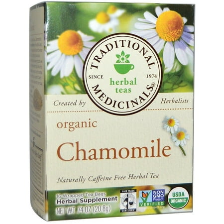 Traditional Medicinals, Herbal Teas, Organic Chamomile, Naturally Caffeine Free, 16 Wrapped Tea Bags, .74 oz (20.8