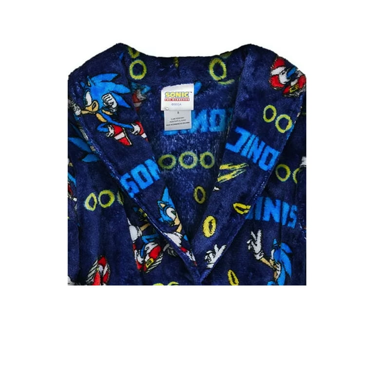 Sonic the Hedgehog Boys Pajama Robe Plush Velvet Fleece Bathrobe