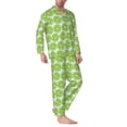 thumbnail image 2 of Salouo Green Lemon Slices Print Button-Front Long Sleeve Pajama Set for Men, Soft 2Pjs Men's Long Sleeve Sleepwear-Small, 2 of 7