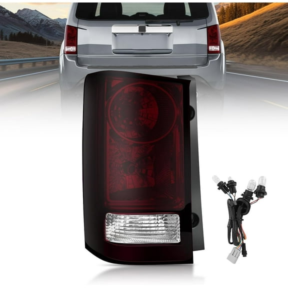 Nilight Taillight Assembly Compatible with 2009 2010 2011 2012 2013 2014 2015 Honda Pilot Smoked Red Tail Lights Rear Lamp Replacement OE Style Driver Side w/Bulbs