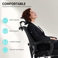 thumbnail image 3 of Ergonomic Mesh Office Chair with Adjustable Headrest and Lumbar Support, Reclining Computer Desk Chair with Retractable Footrest, Black, for Home Office and Study Room, 265 lbs, 3 of 7