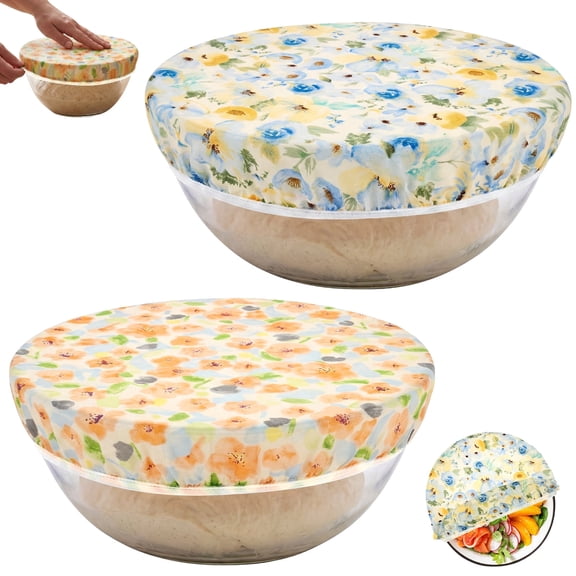 Xiyztok 9.84 Inch Reusable Bowl Cover for Bread Proofing Cotton Beeswax Bowl Cover Reusable with Elastic Rim for Food Storage and Food Preservation