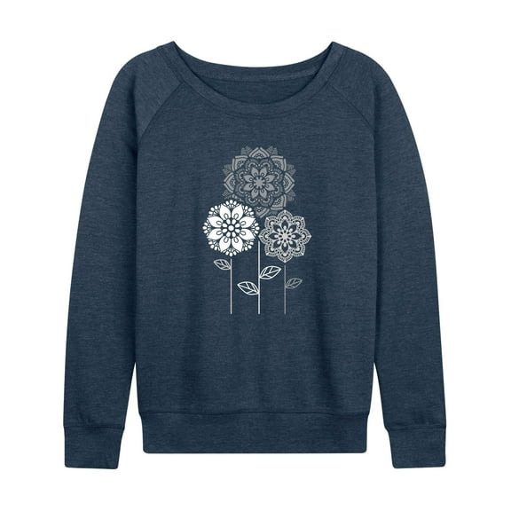 Instant Message - Mandala Flowers - Women's Lightweight French Terry Long Sleeve Shirt