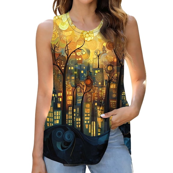 Cilsoka Sleeveless Tank Tops for Women Flowy Soft Summer Tunic Blouses Loose Fit Casual Printed Graphic Shirts, Graphic Tank Tops for Women Funny