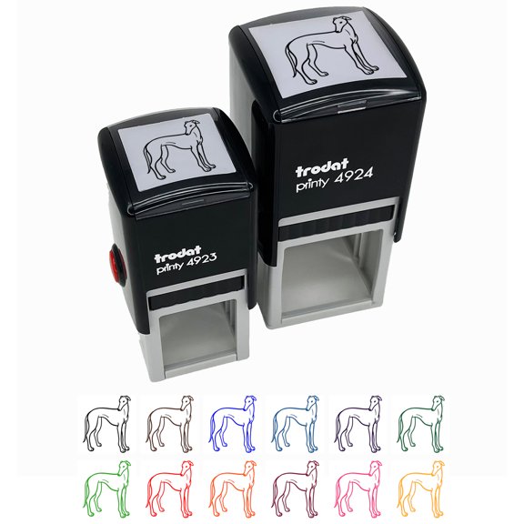 Affectionate Greyhound Pet Dog Self-Inking Rubber Stamp Ink Stamper - Black Ink - Small 1 Inch