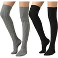 thumbnail image 4 of CAILDANL Women's Cable Knit Thigh High Boot Socks Extra Long Winter Stockings Leg Warmers, 4 of 9
