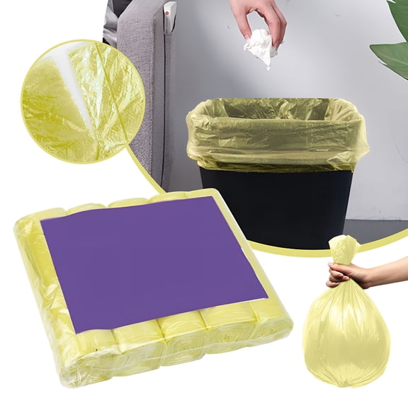 CCOCC 5 Rolls/100Pcs Heavy Duty Trash Bags,Yellow Clear Sturdy Garbage Bags,Bathroom Trash Can Bin Liners,Small Plastic Bags for home office kitchen,5.91Inches