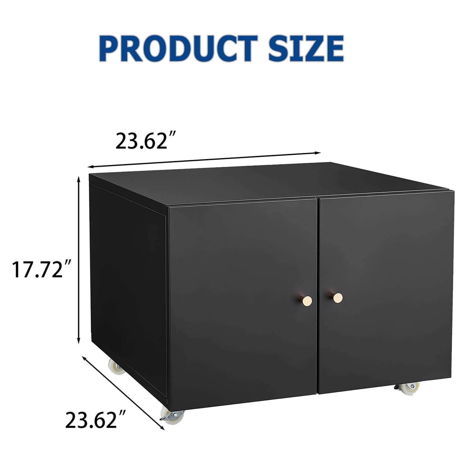 Tzou Steel Printer Cabinet with Wheels - Mobile Printer Stand with Adjustable Shelf & Storage for Home Office, Compact File Cabinet for Small Spaces