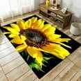 thumbnail image 3 of 3x4ft Crystal Velvet Rug, Sunflower Design Mat, Yellow Floral Decor Rug, Bedroom Living Room, Washable & Non Slip & Soft Low Pile Large Area Carpet, Indoor/Outdoor, 3 of 7