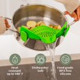 thumbnail image 4 of Snap N' Strain - Silicone Pasta Strainer Clip-On for Pots and Pans - Heat Resistant Colander for Vegetables and Noodles - Kitchen Gadgets for Cooking - Space-Saving Design - Gray, 4 of 12